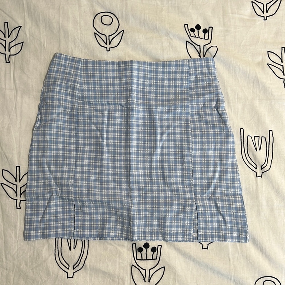 Gingham Split Hem Skirt